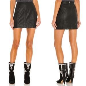 NWT Free People Modern Femme Faux Leather Mini Skirt Women's Size 0 Black Lined